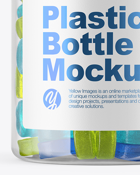 Download Plastic Bottle With Gummies Mockup In Bottle Mockups On Yellow Images Object Mockups Yellowimages Mockups