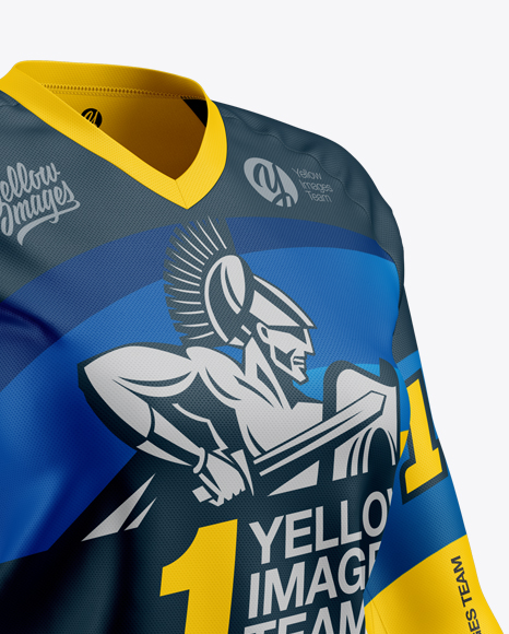 Download Women S Trail Jersey 3 4 Sleeve In Apparel Mockups On Yellow Images Object Mockups