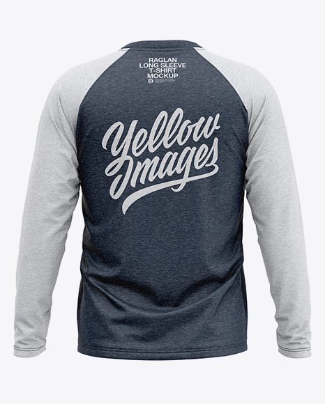 Download Men's Heather Raglan Long Sleeve T-Shirt Mockup - Back ...