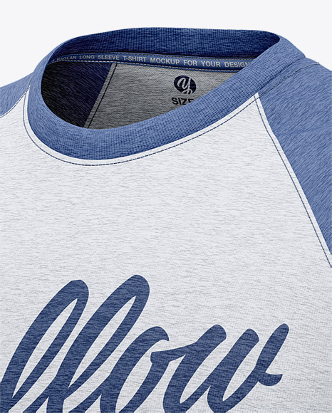 Men's Heather Raglan Long Sleeve T-Shirt Mockup - Front ...