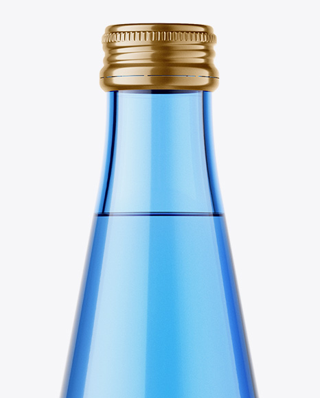 Blue Glass Drink Bottle Mockup PSD #1