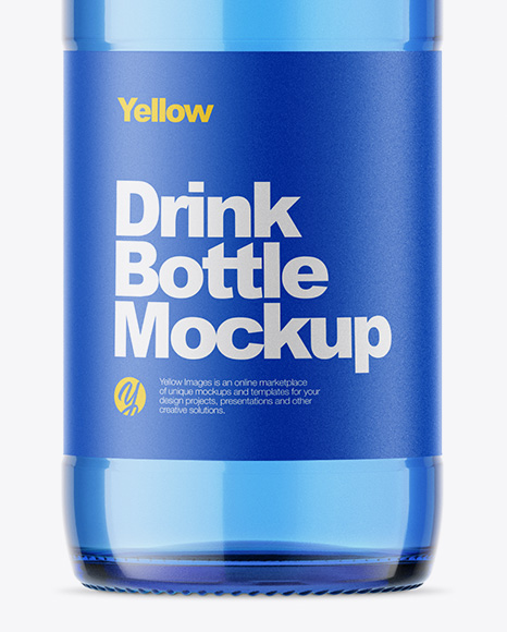 Blue Glass Drink Bottle Mockup PSD #7