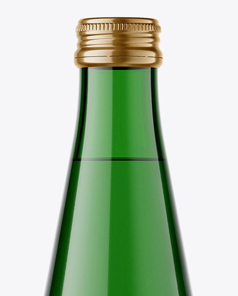 Green Glass Drink Bottle Mockup PSD #1