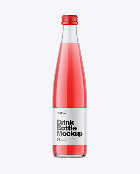 Clear Glass Pink Drink Bottle Mockup on Yellow Images Object Mockups