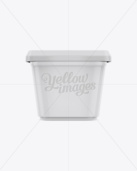 500g Glossy Butter Tub Mockup - Front, Top & Side Views on Yellow