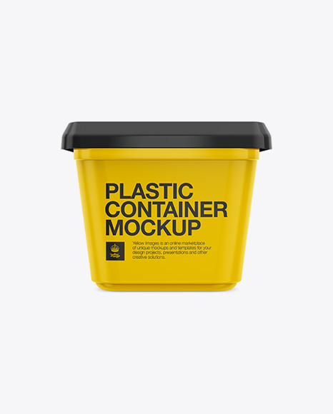 500g Glossy Butter Tub Mockup - Front, Top & Side Views on Yellow