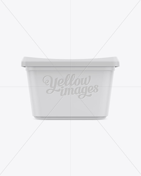 500g Matte Butter Tub Mockup - Front, Top & Side Views on Yellow Images