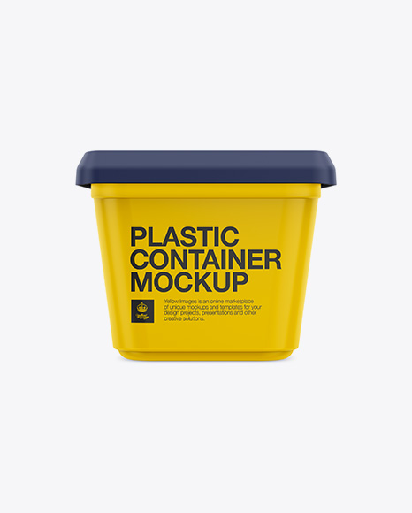 500g Matte Butter Tub Mockup - Front, Top & Side Views on Yellow Images