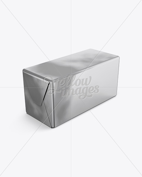 250g Butter Block In Metallic Foil Wrap Mockup Front Top Side Views In Packaging Mockups On Yellow Images Object Mockups