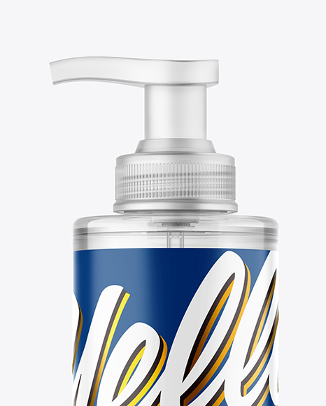 Clear Cosmetic Bottle with Pump Mockup PSD #2