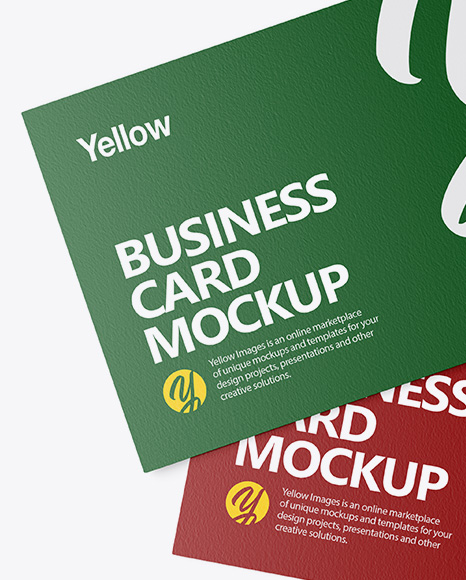 Two Paper Business Cards Mockup In Stationery Mockups On Yellow Images Object Mockups