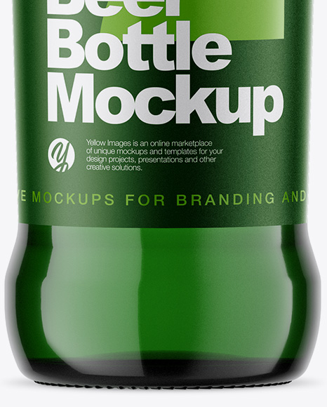 Green Glass Bottle With Lager Beer Mockup PSD #1