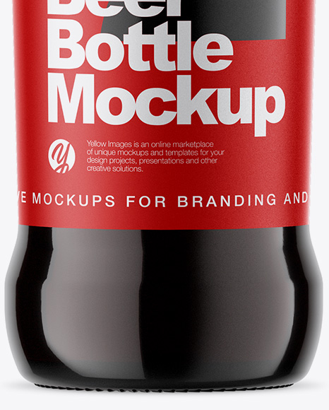 Amber Glass Bottle With Dark Beer Mockup PSD #1