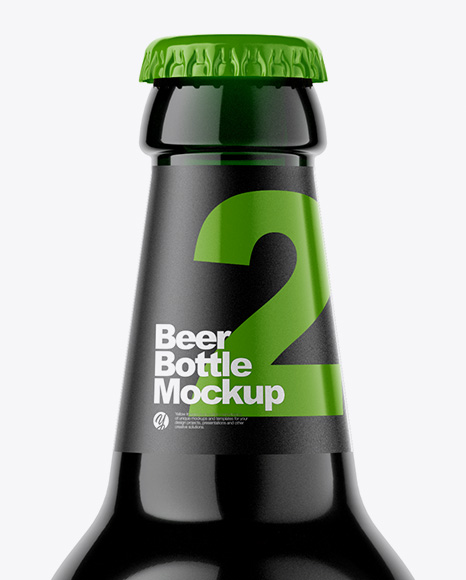 Green Glass Bottle With Dark Beer Mockup PSD #2