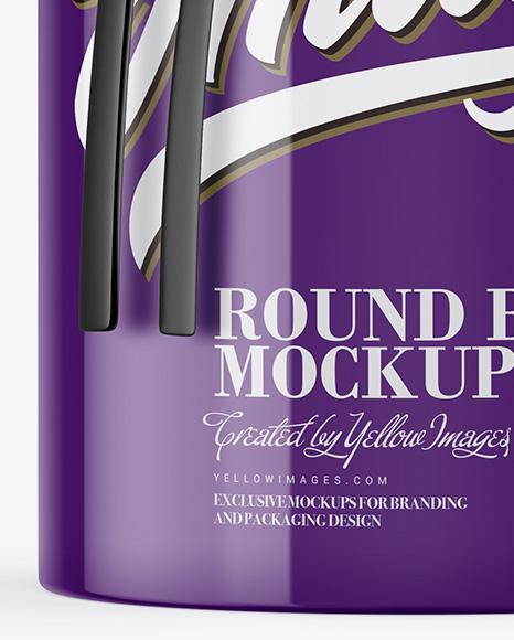 Glossy Round Box With String Mockup PSD #6