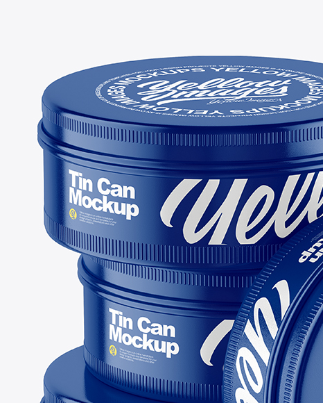 Download Four Glossy Round Tin Boxes Mockup In Box Mockups On Yellow Images Object Mockups