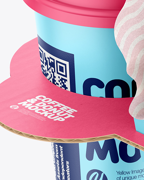 Download Coffee Cup with Donut in Holder Mockup in Packaging ...