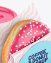 Coffee Cup with Donut in Holder Mockup