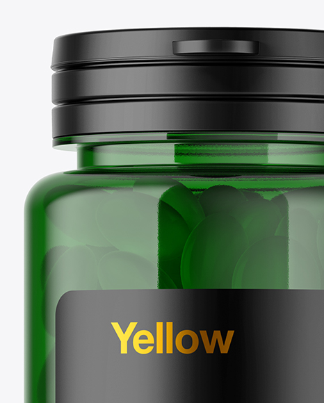 Green Pills Bottle Mockup PSD #2