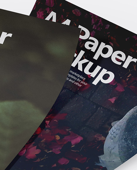 Two A4 Papers Mockup PSD #1