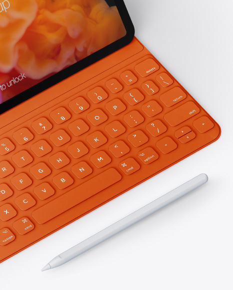 Download Ipad Pro With Pencil Keyboard Mockup In Device Mockups On Yellow Images Object Mockups PSD Mockup Templates