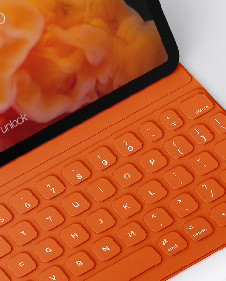 Ipad Pro With Pencil Keyboard Mockup In Device Mockups On Yellow Images Object Mockups