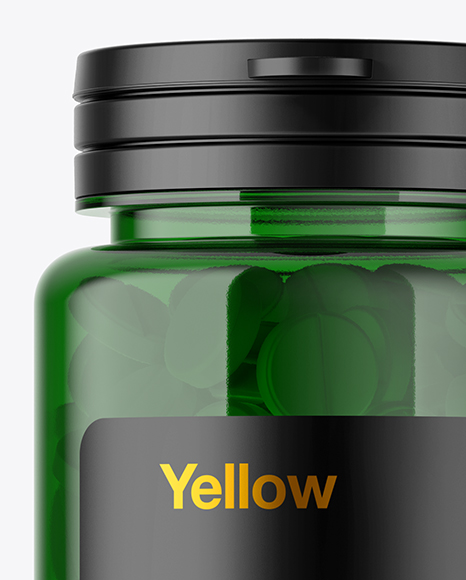 Green Pills Bottle Mockup PSD #2