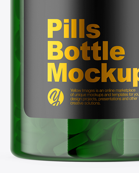 Green Pills Bottle Mockup PSD #1