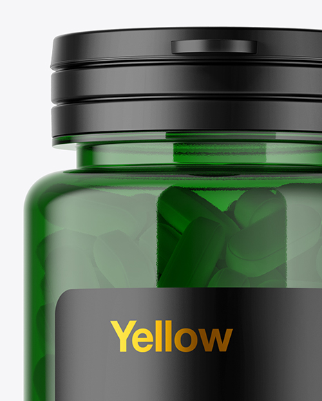 Green Pills Bottle Mockup PSD #2