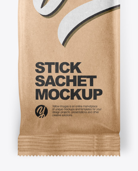 Download Kraft Sachet Stick Mockup In Flow Pack Mockups On Yellow Images Object Mockups Yellowimages Mockups