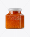 Glass Orange Jam Jar Mockup - Halfside View on Yellow Images Object Mockups