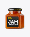 Glass Orange Jam Jar Mockup - Halfside View on Yellow Images Object Mockups