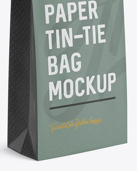 Paper Bag w  a Kraft Paper Tin Tie Mockup   Halfside View PSD #4