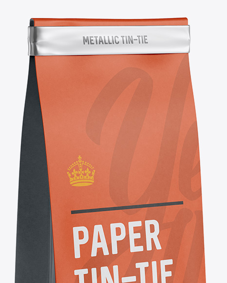 Paper Bag w  a Metallic Tin Tie Mockup   Halfside View PSD #3