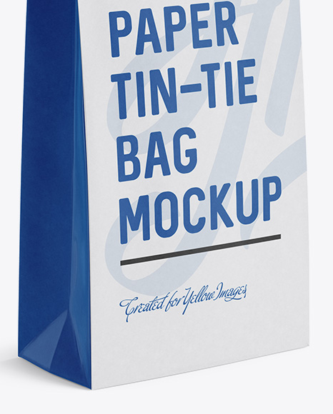 Download Paper Bag W A Paper Tin Tie Mockup Halfside View In Bag Sack Mockups On Yellow Images Object Mockups PSD Mockup Templates