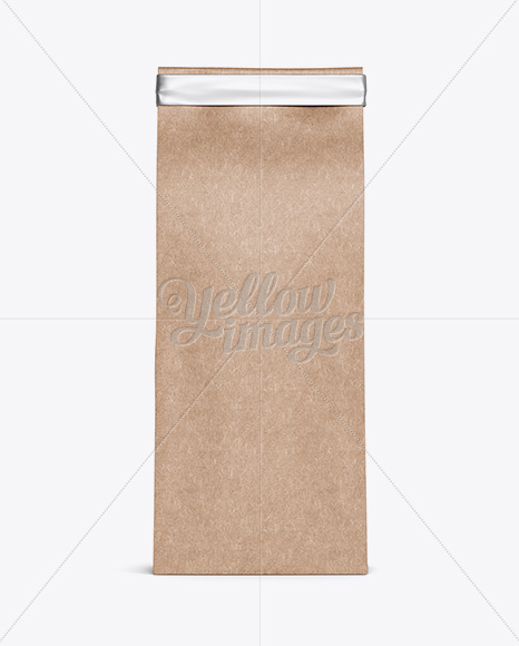 Kraft Paper Bag W A Metallic Tin Tie Mockup Halfside View In Bag Sack Mockups On Yellow Images Object Mockups