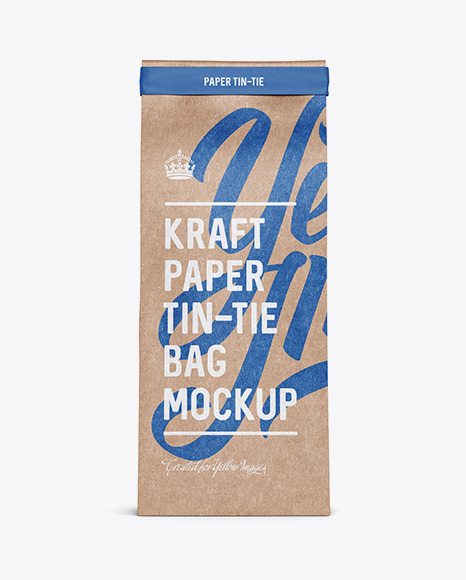 Kraft Paper Bag w  a Paper Tin Tie Mockup   Front View PSD #2