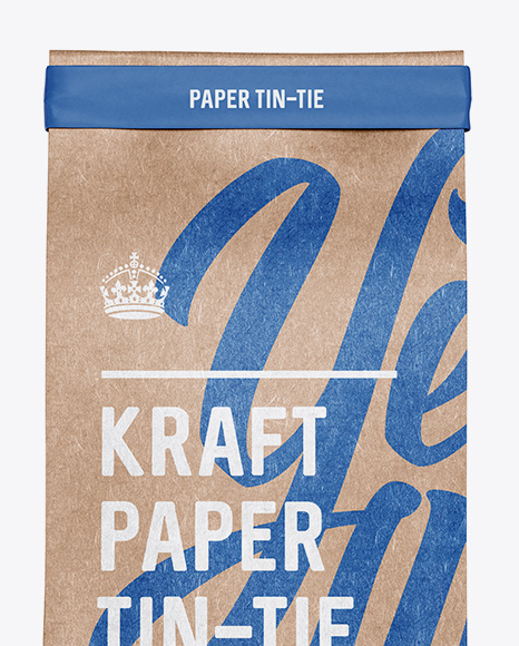 Kraft Paper Bag w  a Paper Tin Tie Mockup   Front View PSD #3