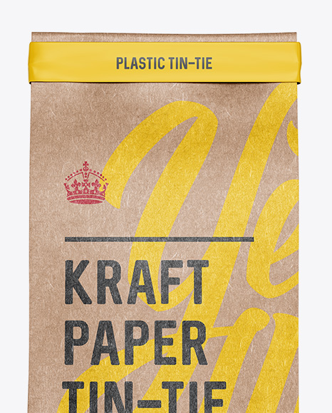 Download Kraft Paper Bag w/ a Plastic Tin-Tie Mockup - Front View ... Yellowimages Mockups