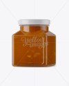 Glass Apple Jam Jar Mockup - Halfside View on Yellow Images Object Mockups