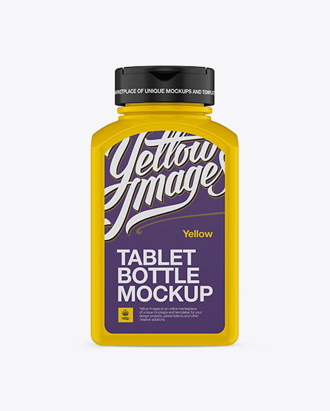 Plastic Pills Bottle Mockup - Front View