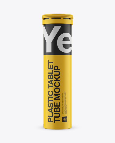 Matte Plastic Effervescent Tablets Tube Mockup Front View In Tube Mockups On Yellow Images Object Mockups