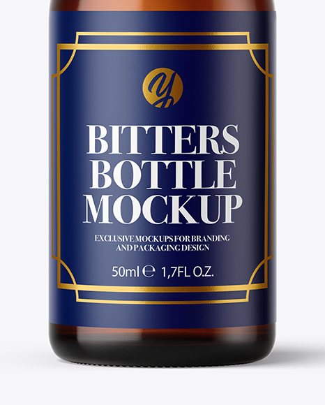 Amber Glass Bottle Mockup PSD #6