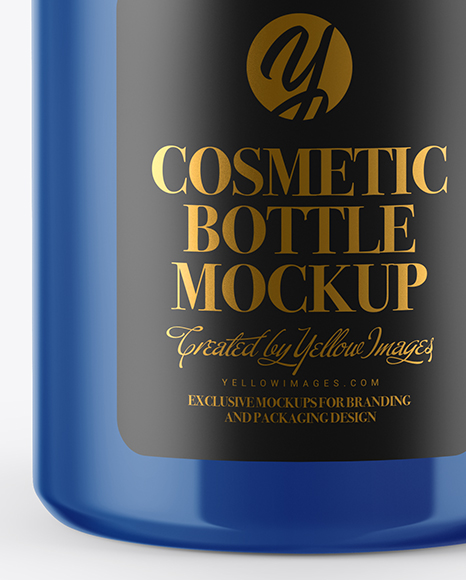 Glossy Cosmetic Bottle with Pump Mockup PSD #1