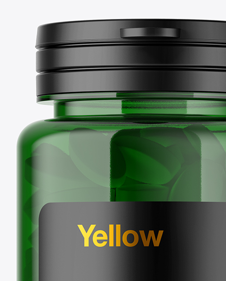 Green Pills Bottle Mockup PSD #2