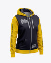 Women S Full Zip Hoodie Front Half Side View Of Hooded Sweatshirt In Apparel Mockups On Yellow Images Object Mockups