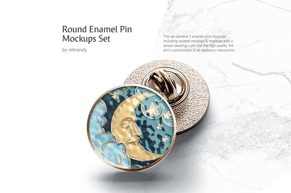 Download Round Enamel Pin Mockups Set In Stationery Mockups On Yellow Images Creative Store