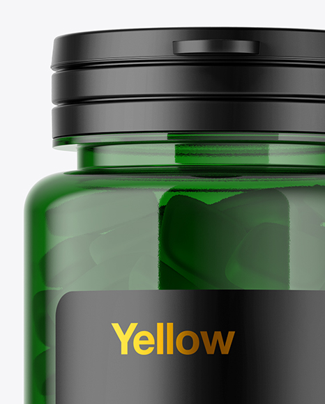 Green Pills Bottle Mockup PSD #2