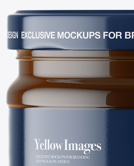Clear Glass Honey Jar Mockup PSD #1