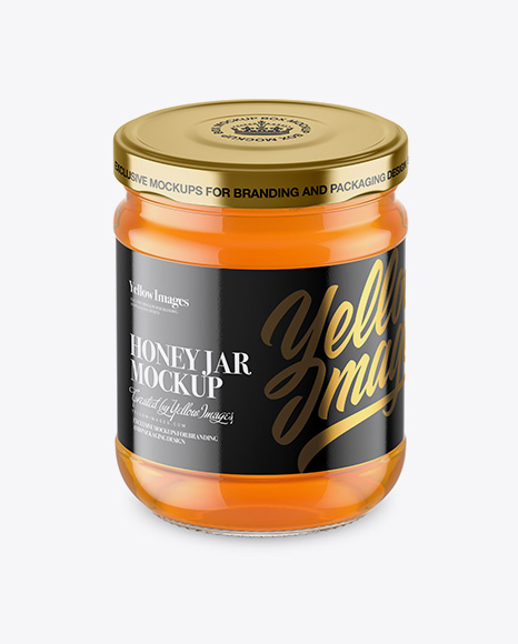 Clear Glass Honey Jar Mockup PSD #2